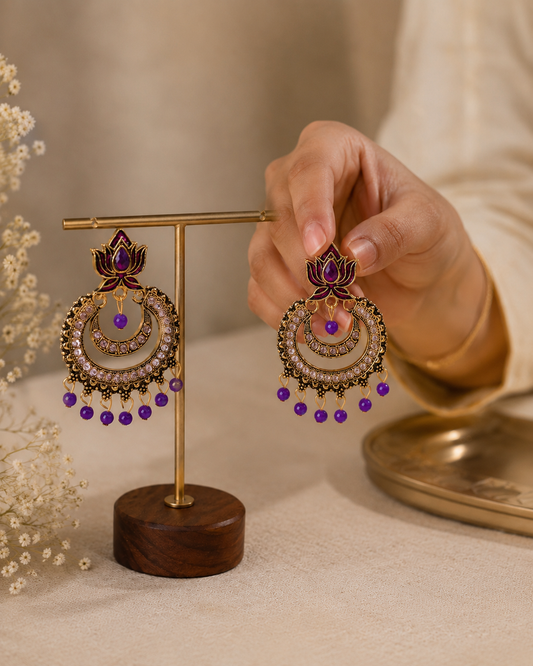 Violet Lotus Chandbali