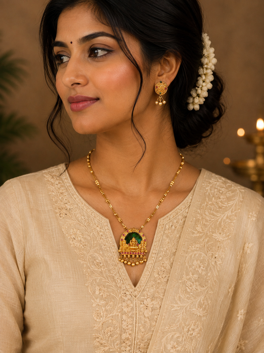 Divine Lakshmi Pendant Set.