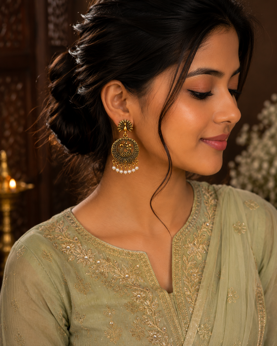 Mayura Antique Pearl Earri