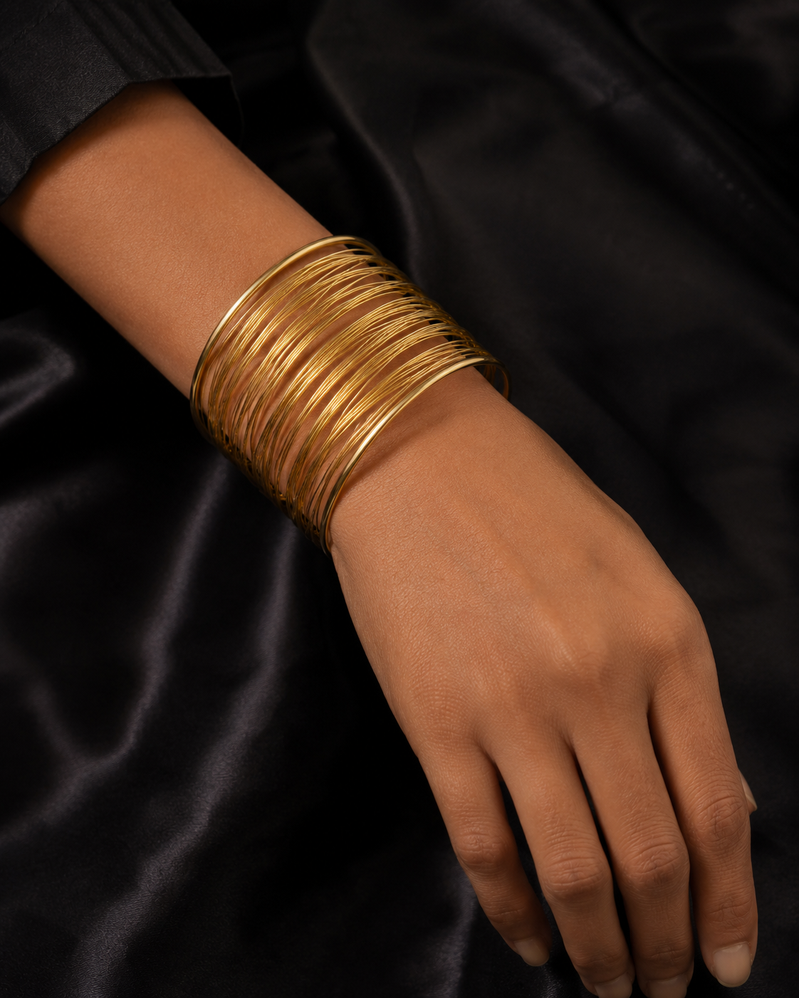 Golden Whisper Multi-Layer Cuff Bracelet