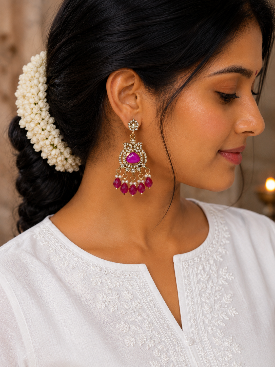 Magenta Bloom Danglers