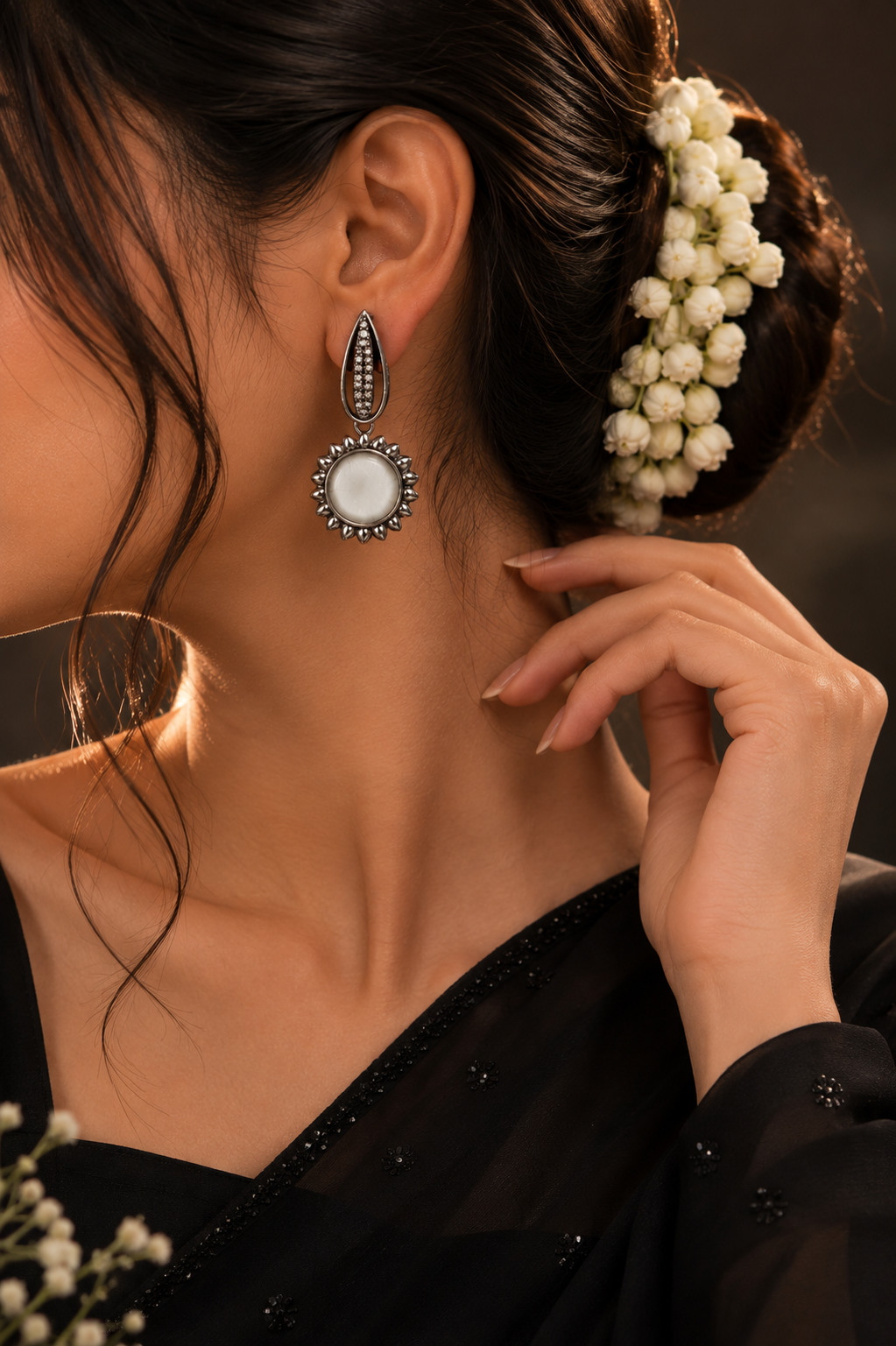 Moonstone Bloom Drop Earrings