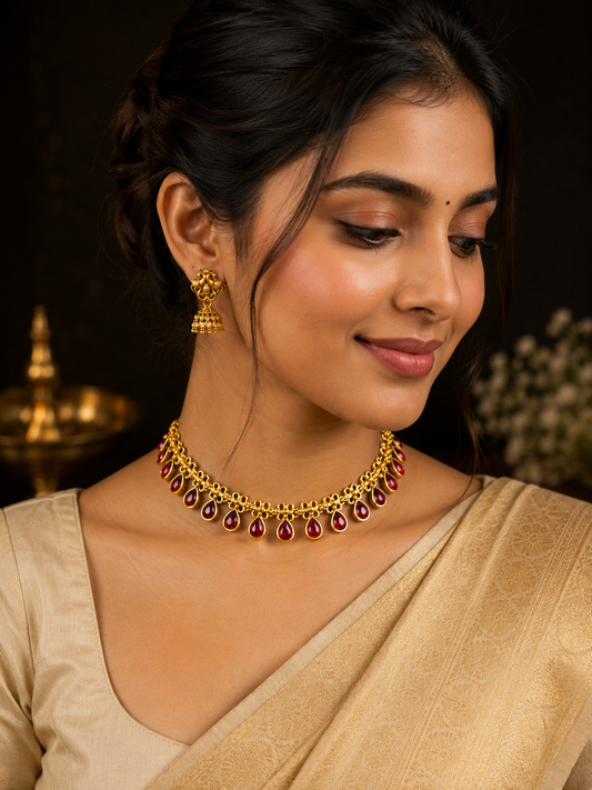 Roshnika Ruby Drop Choker