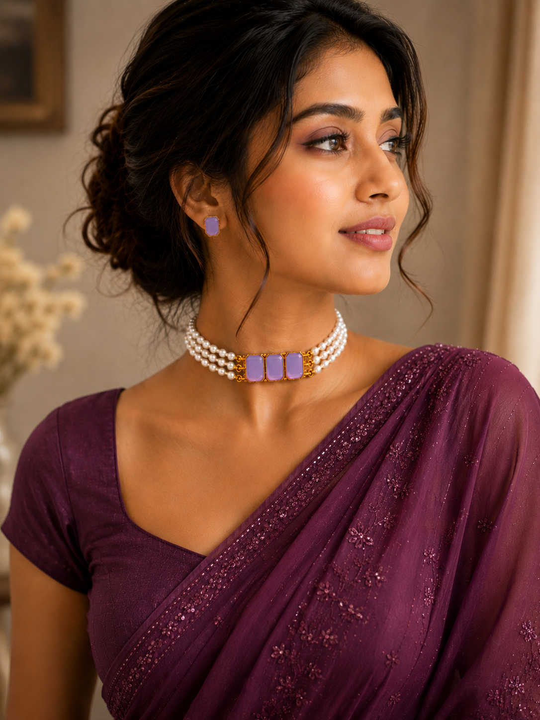 Violet Pearl Elegance Choker Set