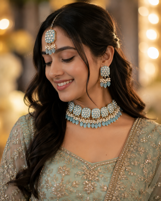 Aarna Aqua Pearl Choker Set