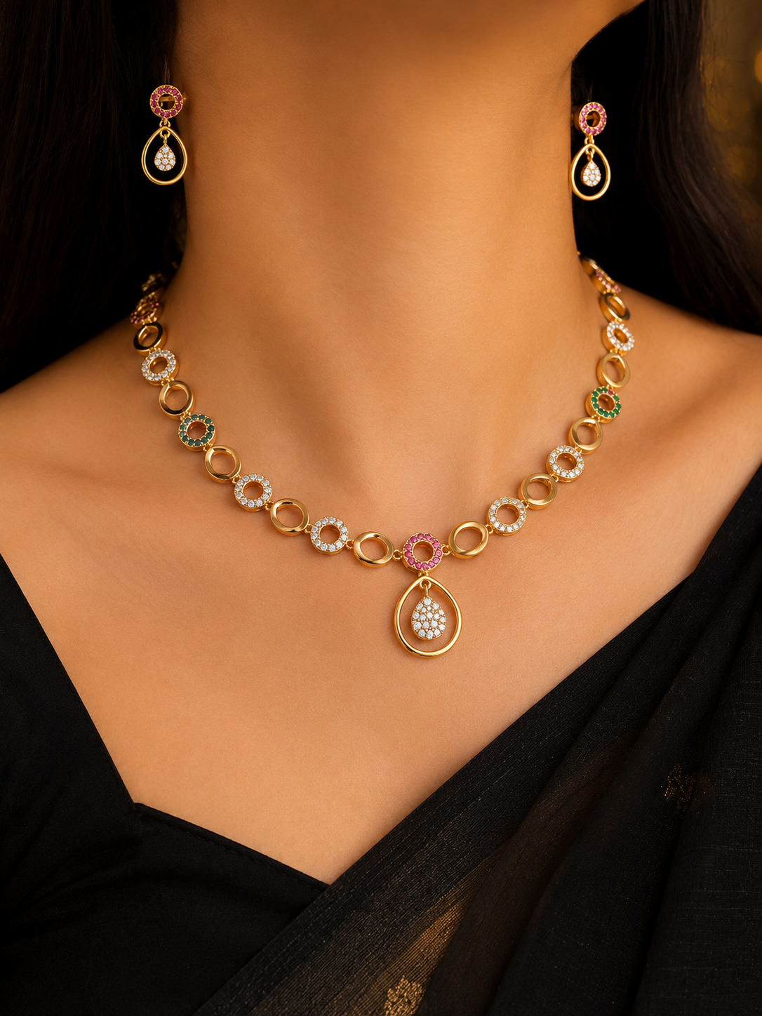 Luna Droplet Multicolour Necklace