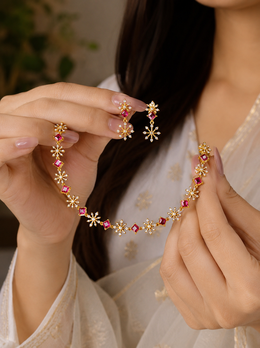 Ruby Snowflake Necklace