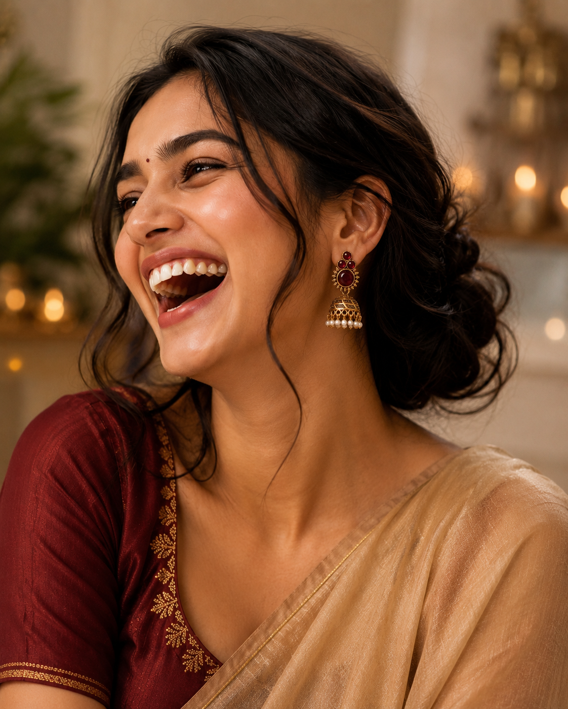 Royal Ruby Pearl Jhumka
