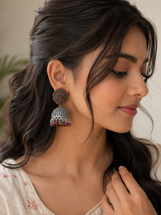 Ruby Emerald Jhumka