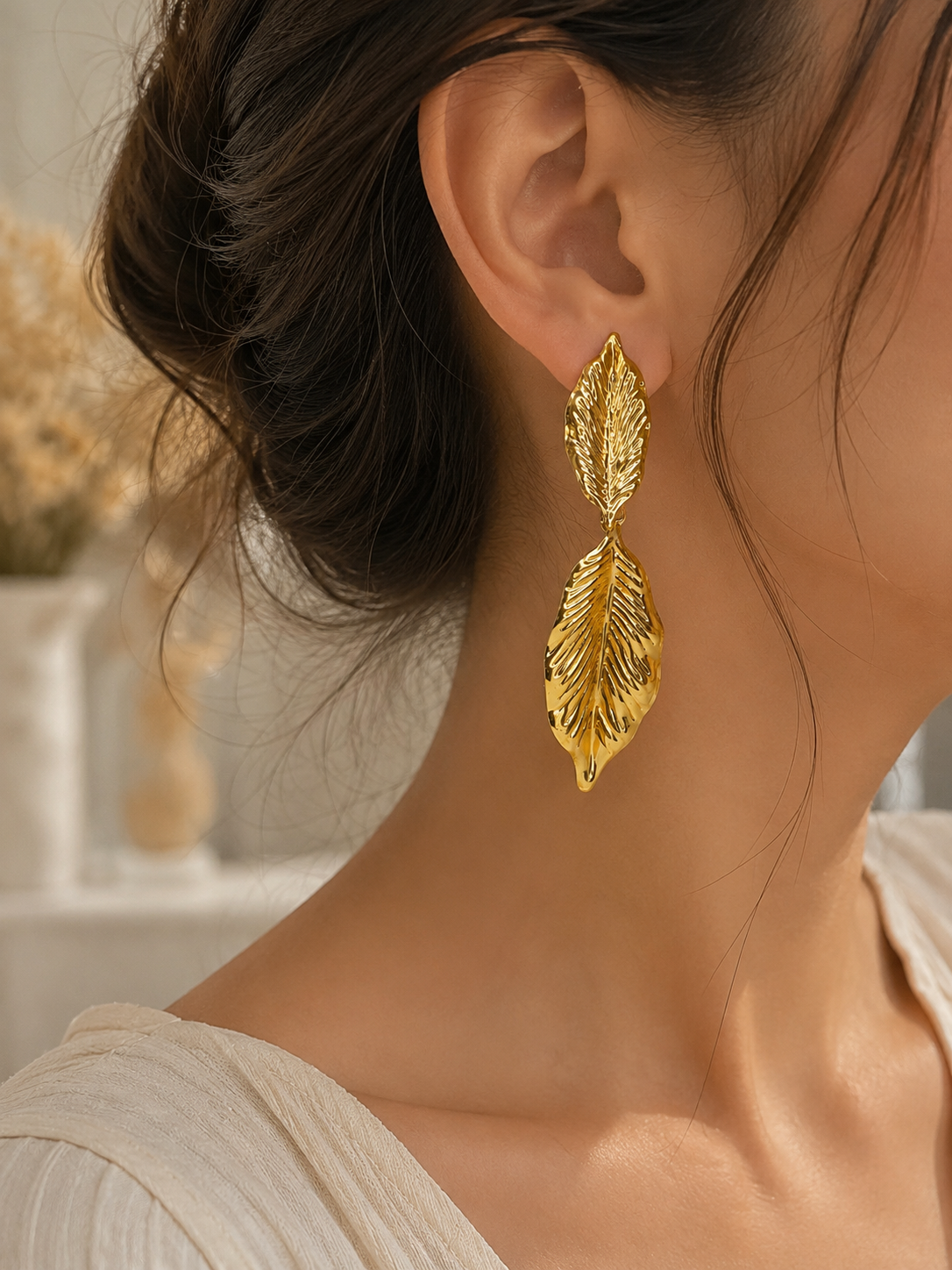 Golden Leaf Cascade Earrings