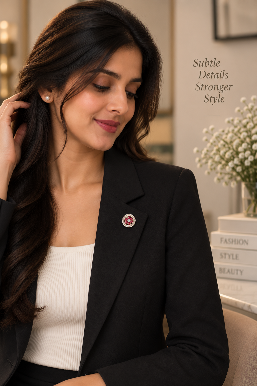 Ruby Blossom Halo Brooch