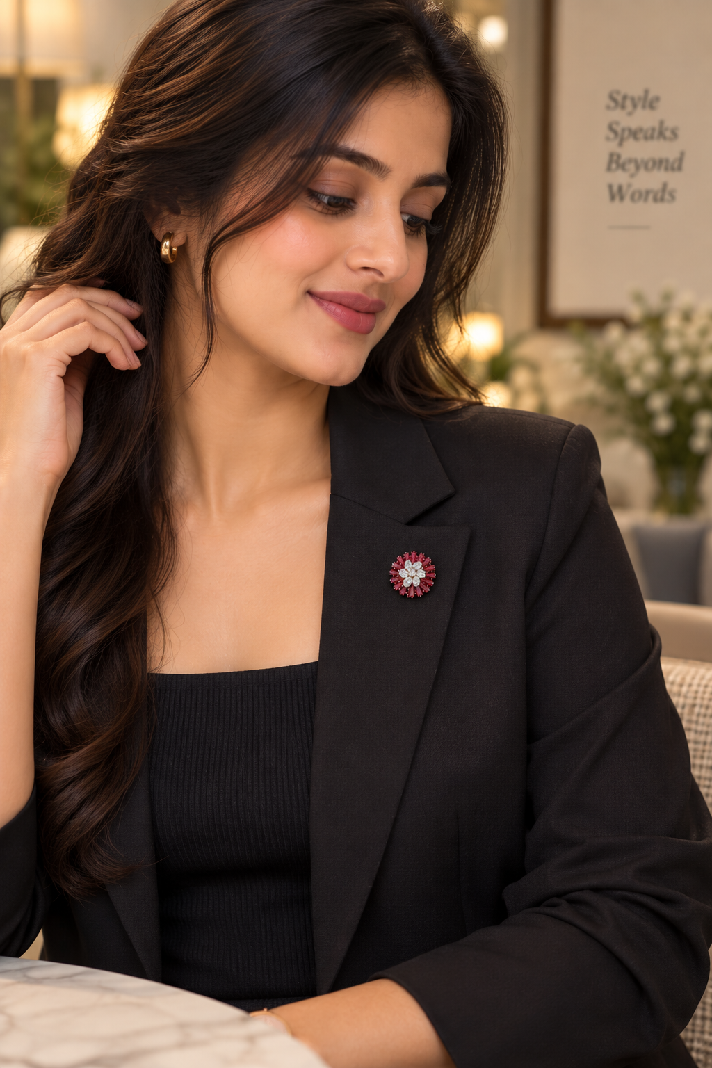 Ruby Radiance Bloom Brooch