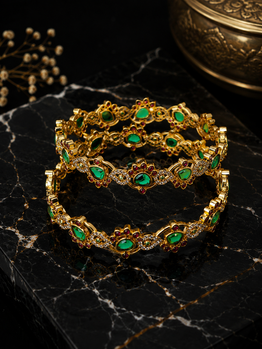 Mayuri Emerald Ruby Floral Bangles.