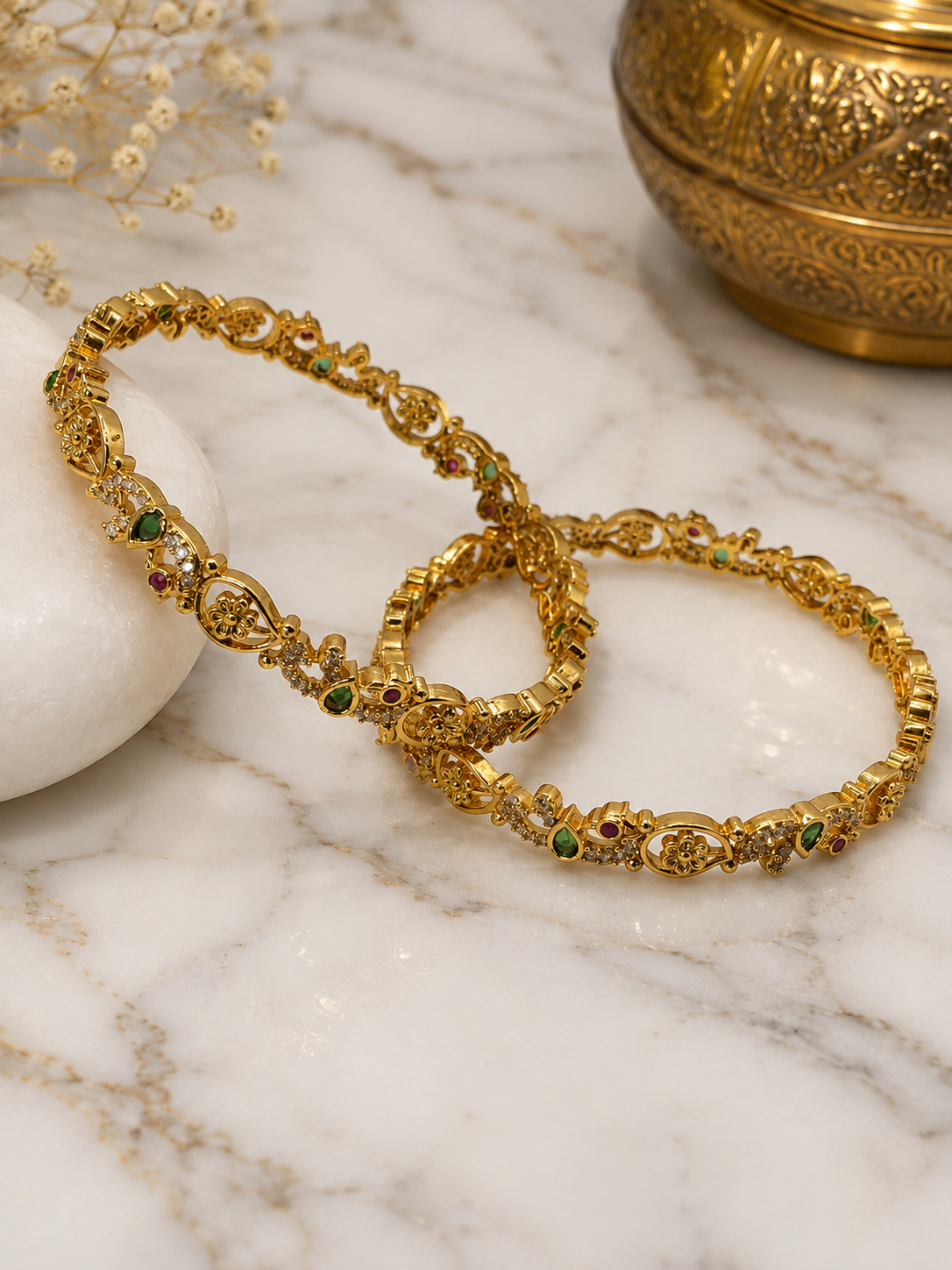 Varnika Emerald Floral Bangles