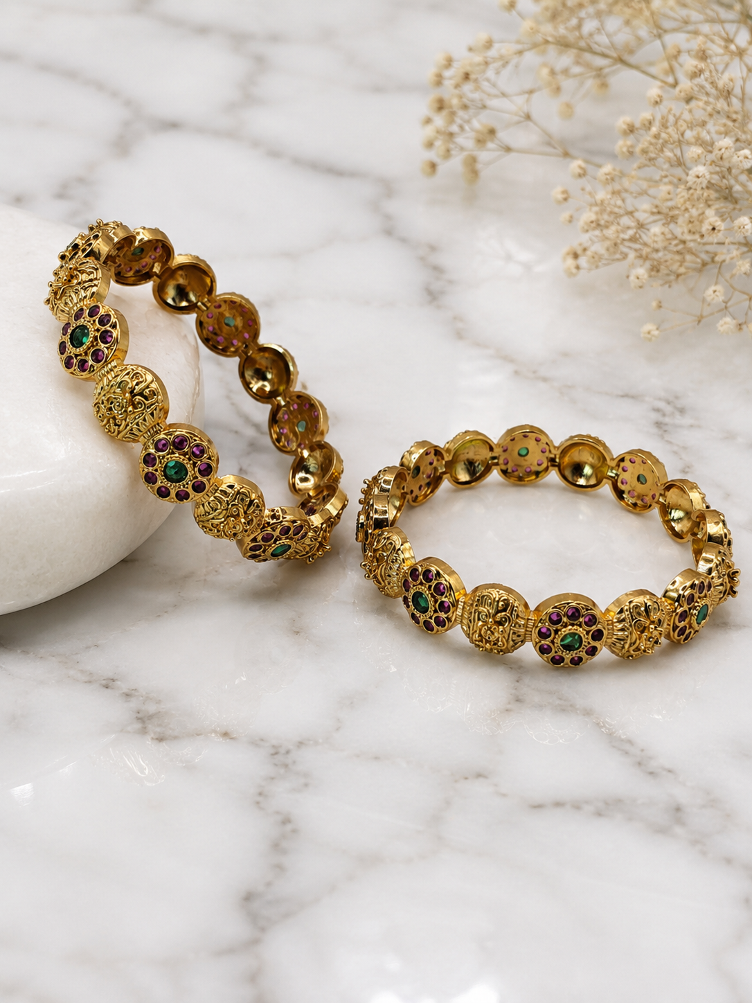 Rajamukhi Emerald Ruby Heritage Bangles