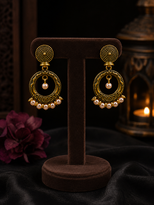 Antique Pearl Chandbali Earrings