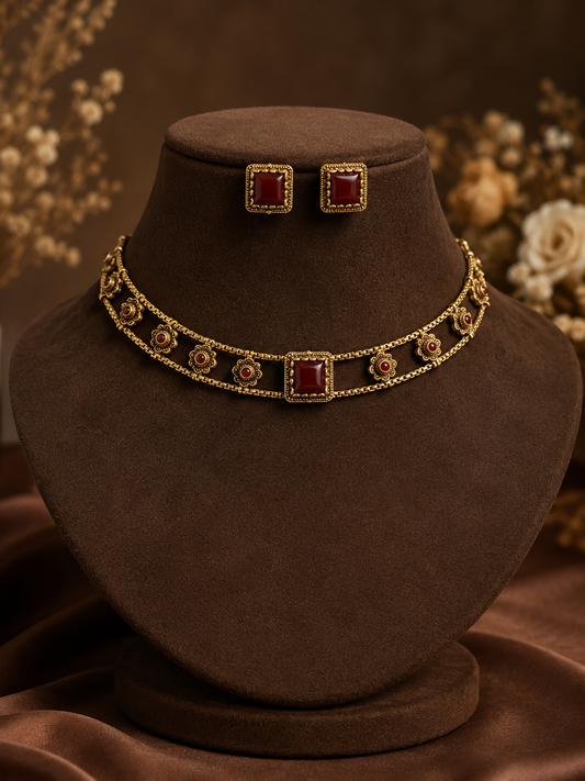 Maroon Majesty Heritage Choker Set
