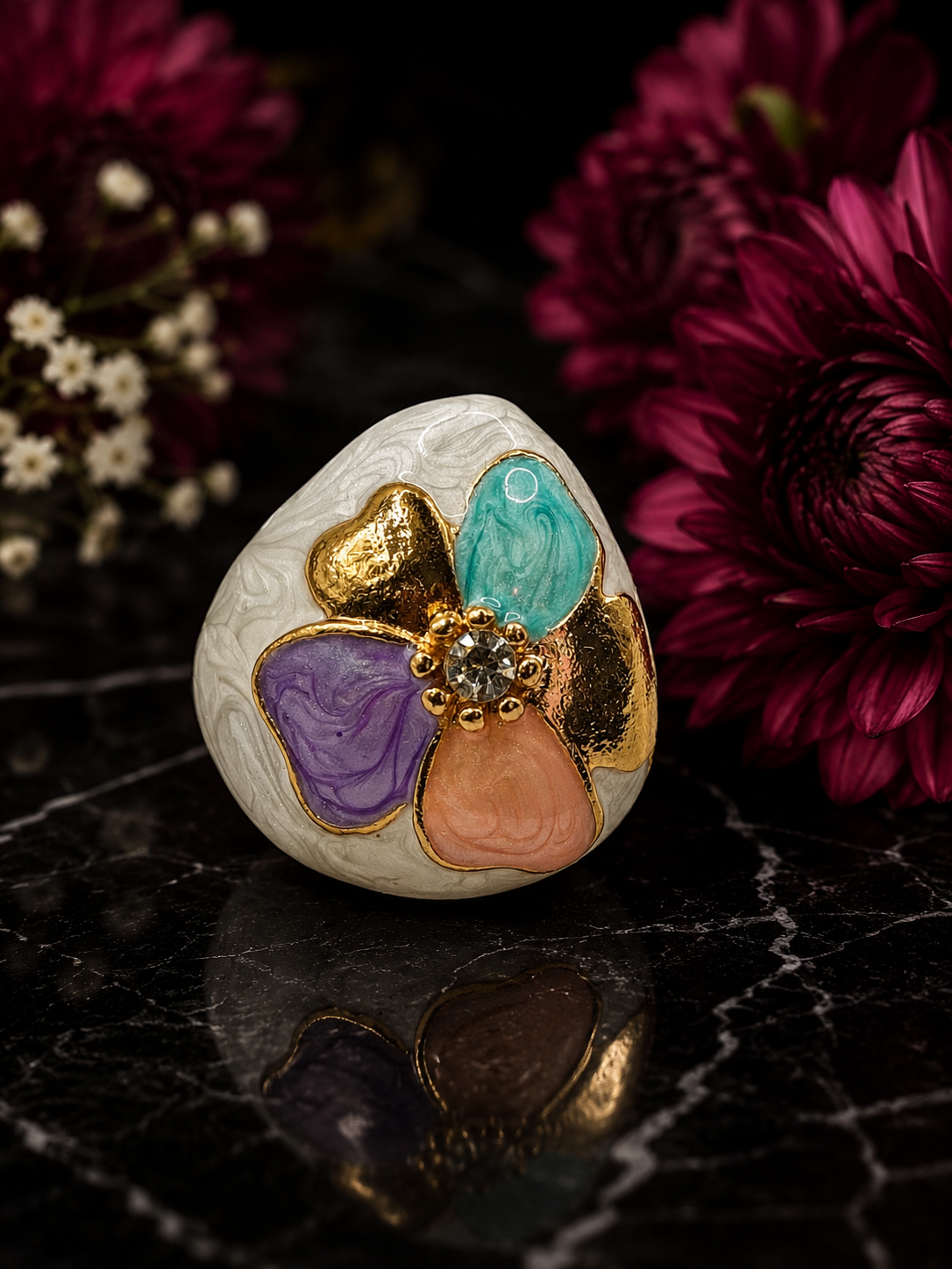 Pastel Bloom Statement Ring