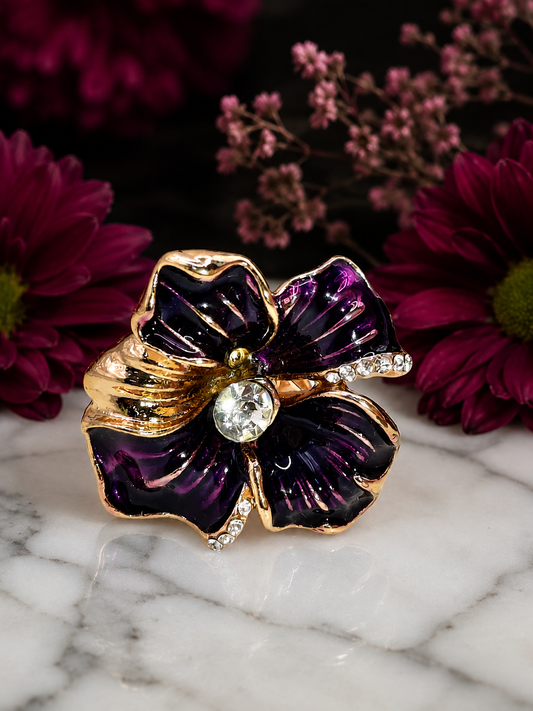 Royal Amethyst Bloom Statement Ring