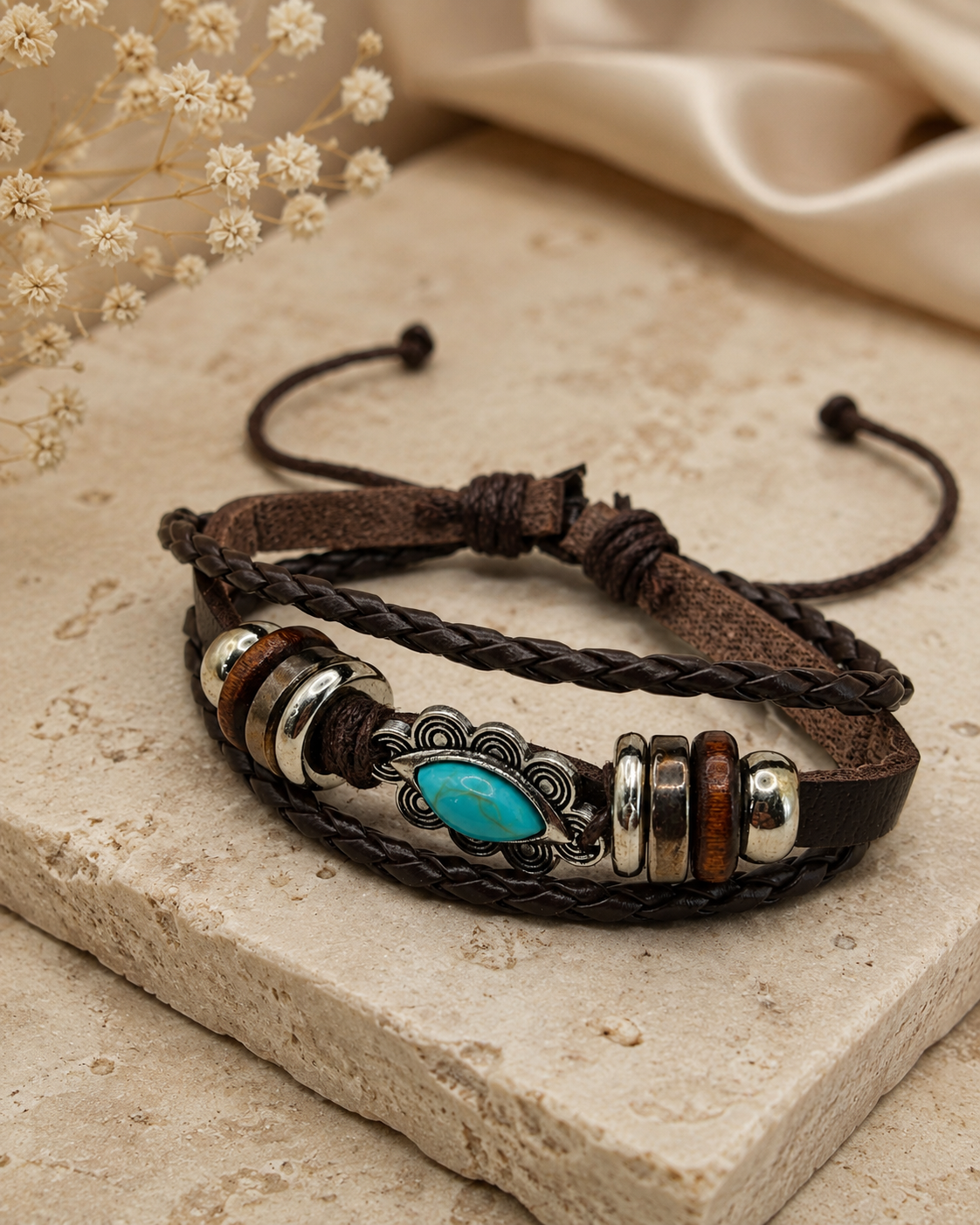 Nomad Turquoise Leather Bracelet