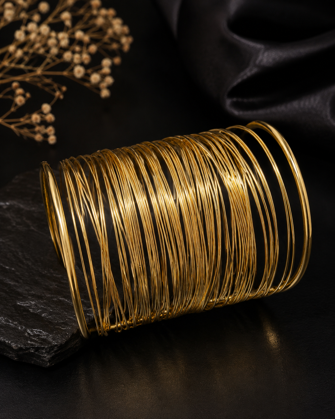 Golden Whisper Multi-Layer Cuff Bracelet