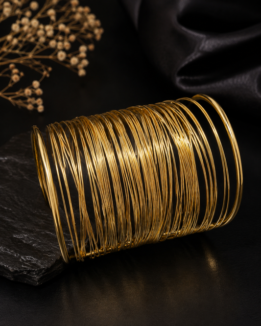 Golden Whisper Multi-Layer Cuff Bracelet