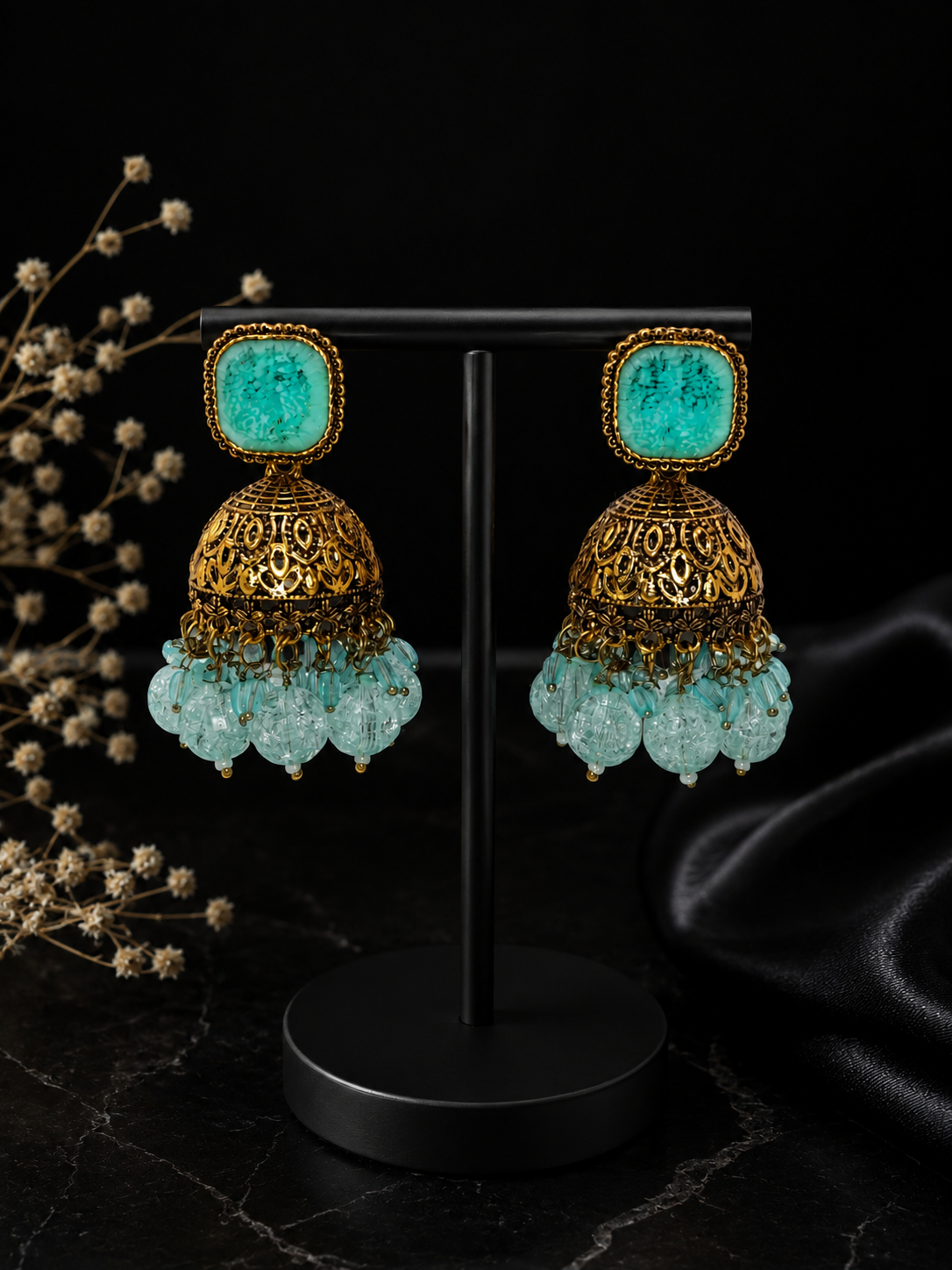 Aqua Royale Jhumka Earrings