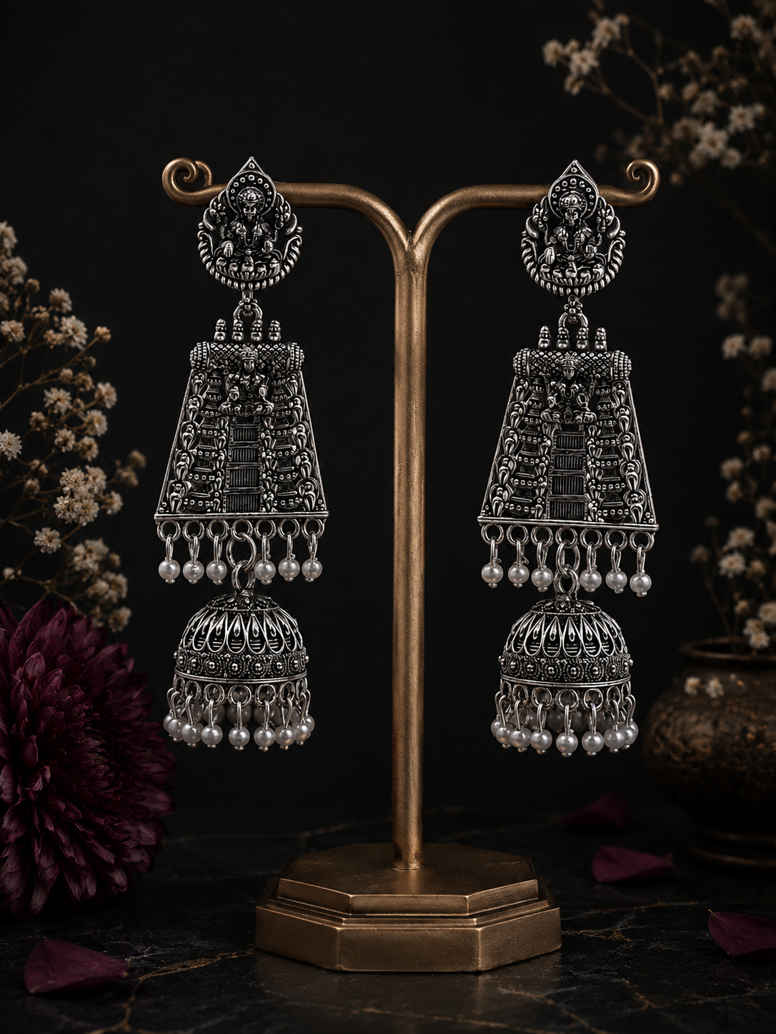 Temple Pearl Cascade Jhumkas