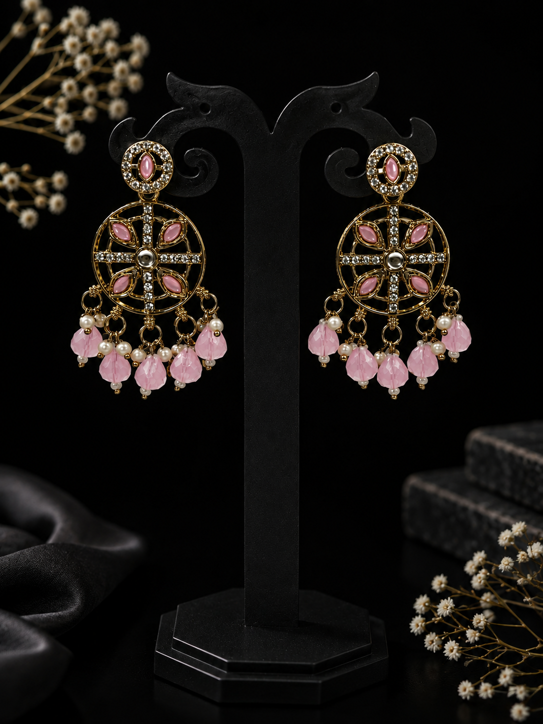 Blush Bloom Chandbali Earrings