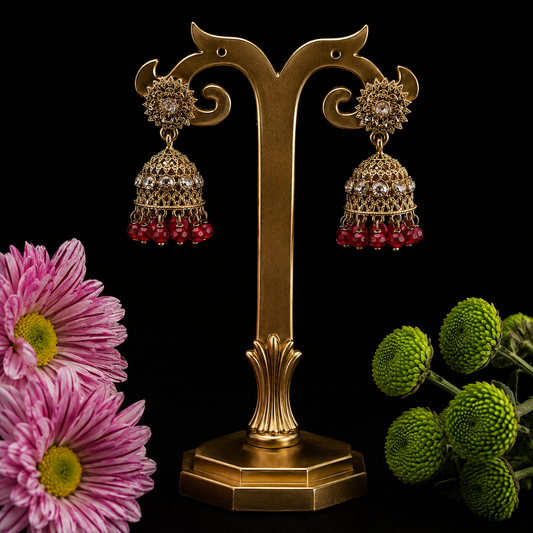 Ruby Royale Jhumka Earrings