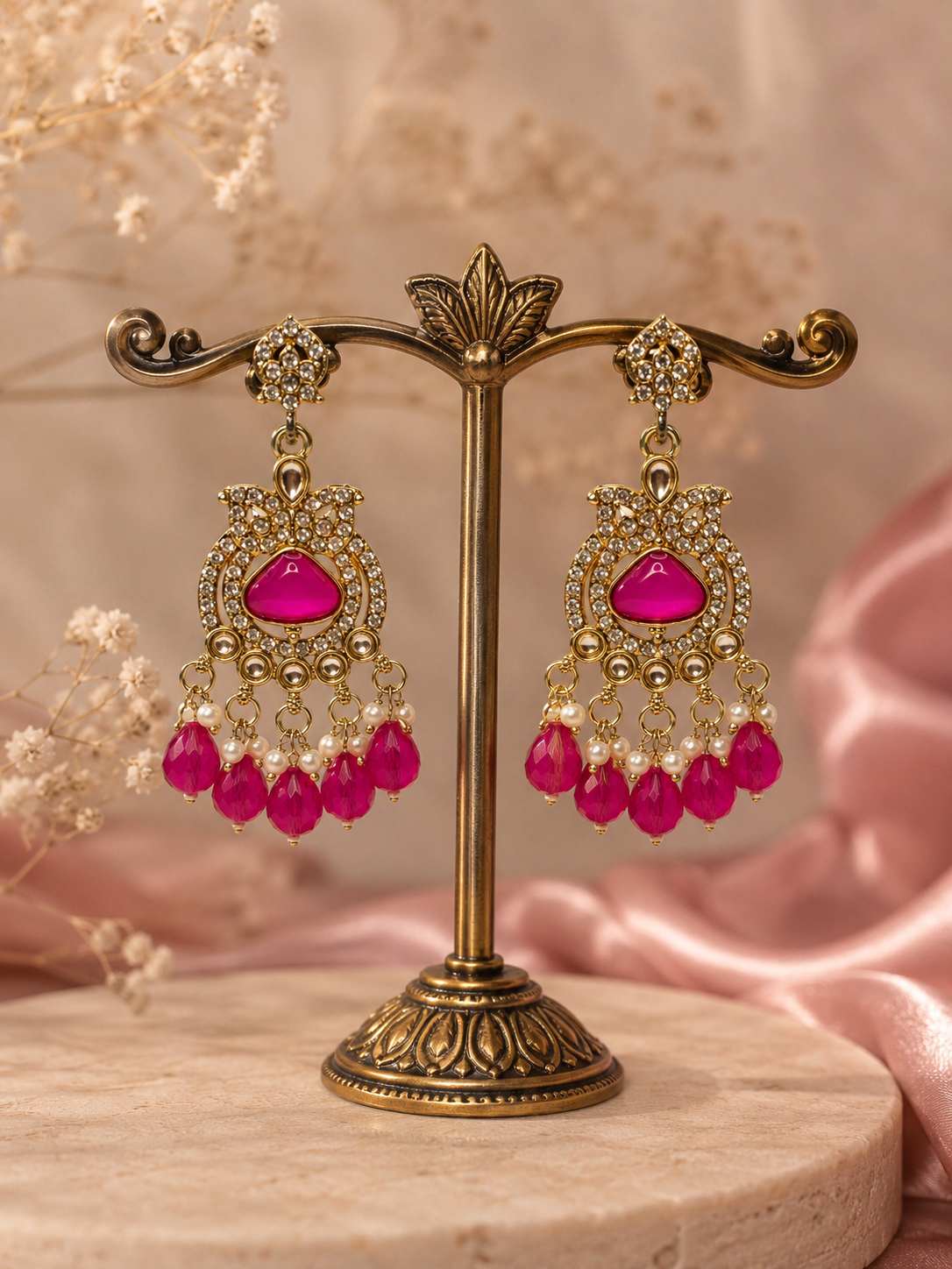 Magenta Bloom Danglers
