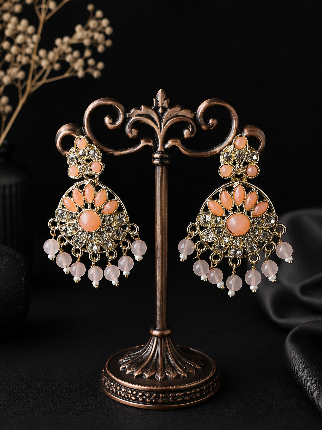 Peach Blossom Whisper Chandbali