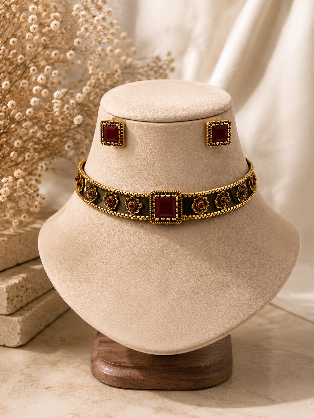 Maroon Majesty Heritage Choker Set