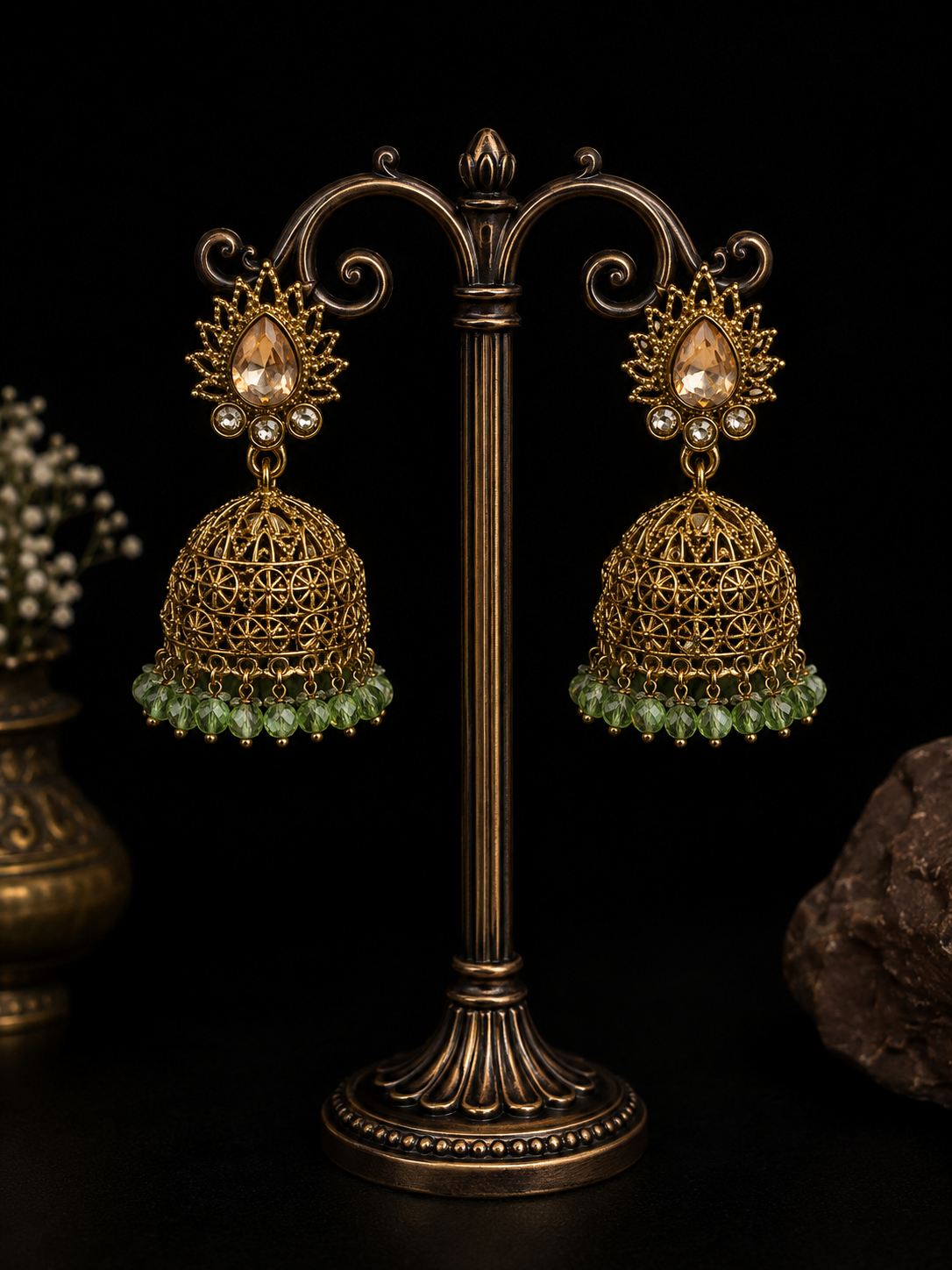 Emerald Aura Jhumkas