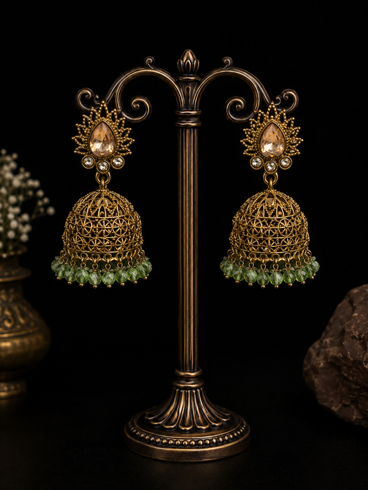 Emerald Aura Jhumkas
