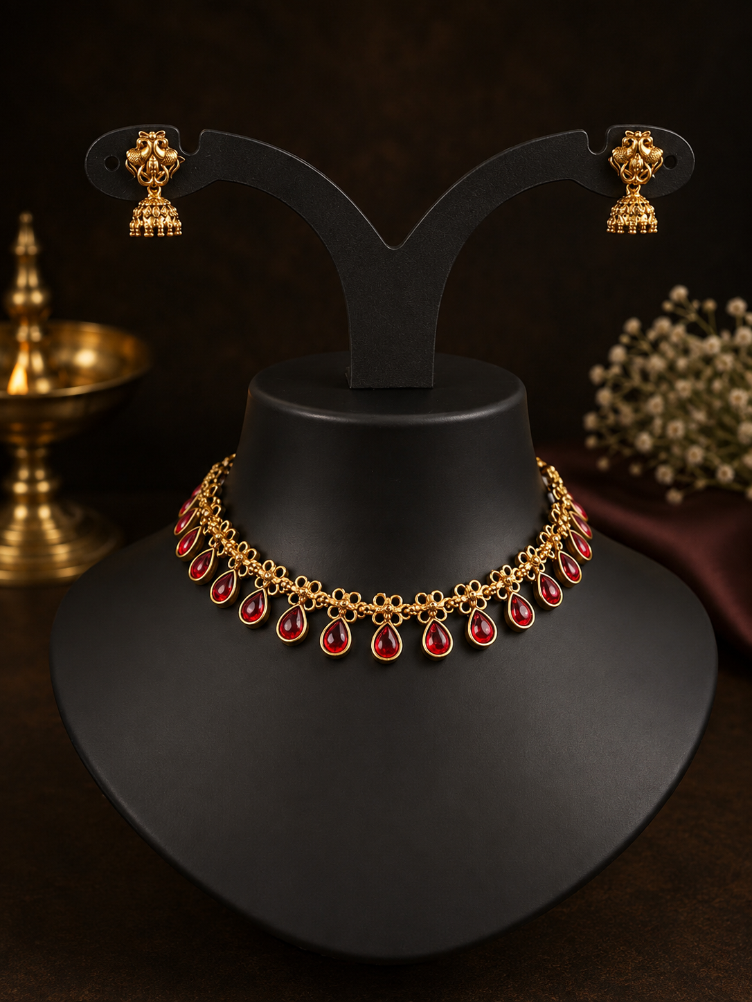Roshnika Ruby Drop Choker