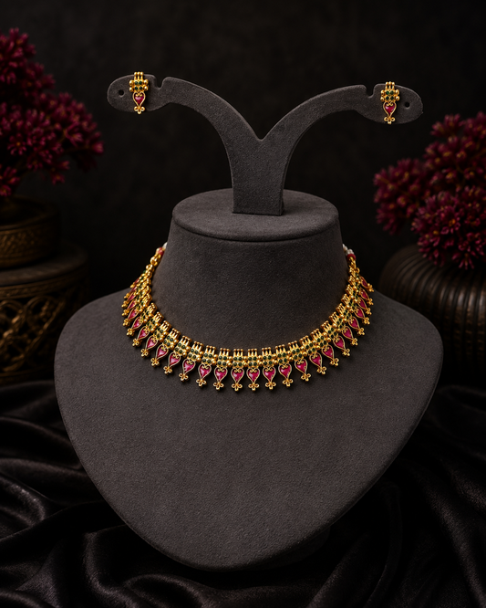 Hridaya Ruby Heritage Choker Set