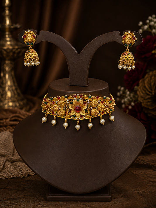 Rajarani Pushpa Temple Choker Set