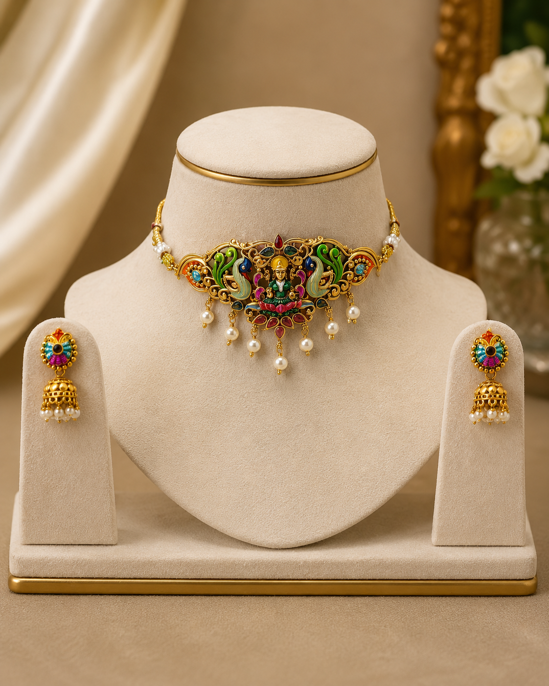 Mayura Peacock Meenakari Choker Set