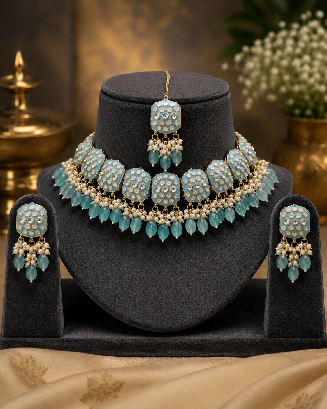 Aarna Aqua Pearl Choker Set
