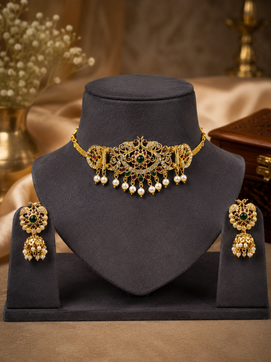 Rajavi Emerald Antique Choker Set
