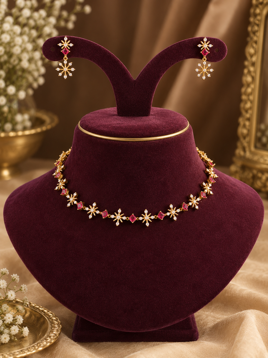 Ruby Snowflake Necklace