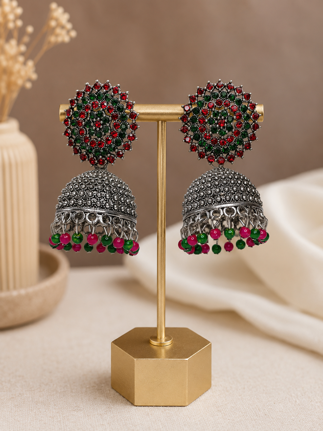 Ruby Emerald Jhumka