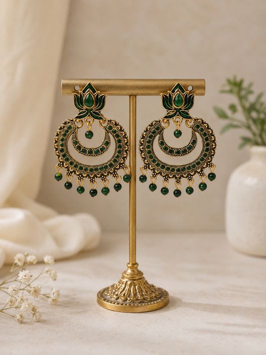 Emerald Lotus Chandbali