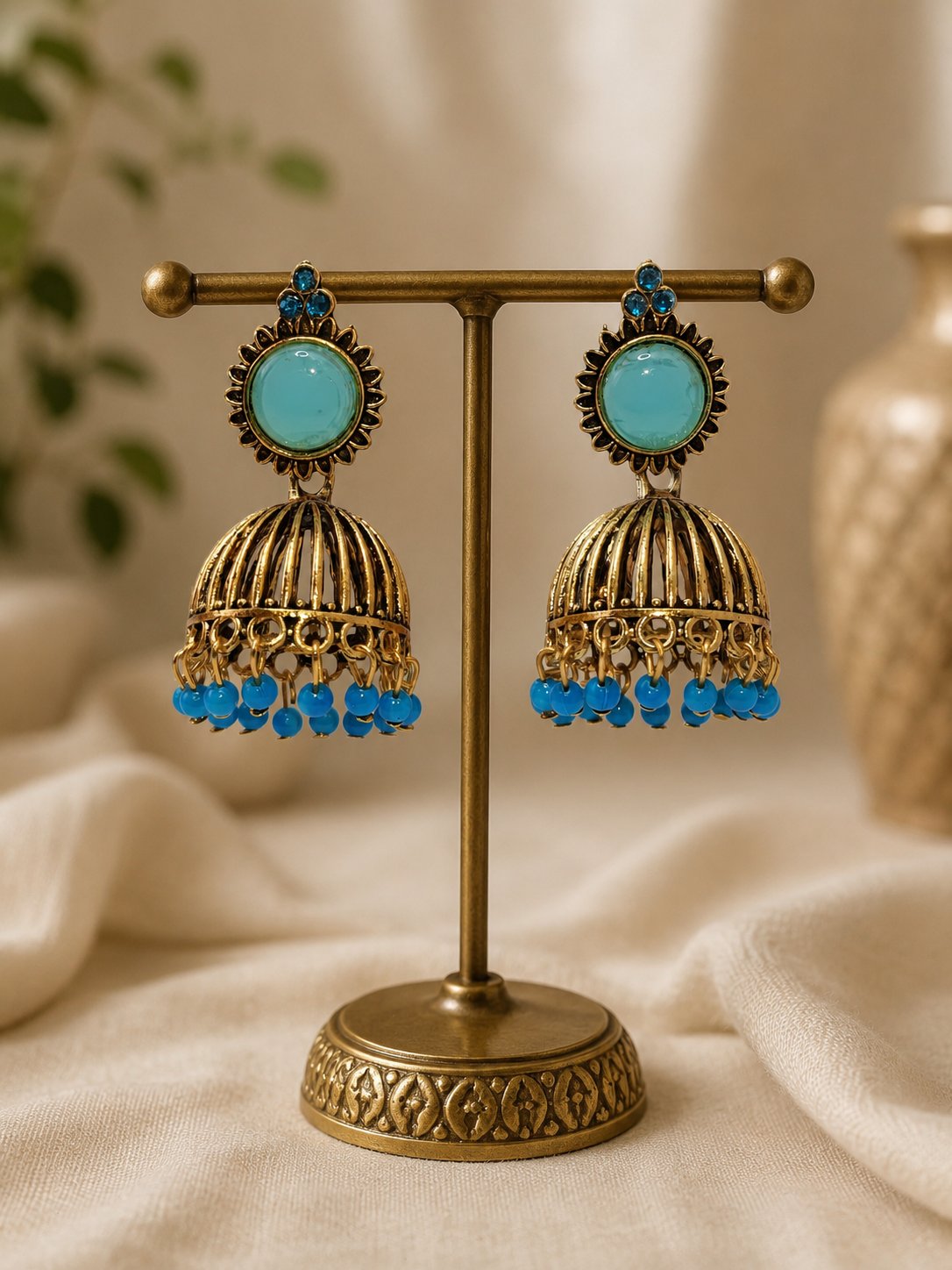 Aqua Opal Jhumka.