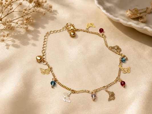 Aurora Butterfly Charm Anklet.