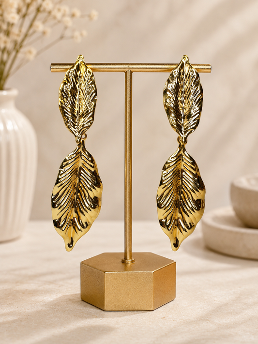 Golden Leaf Cascade Earrings