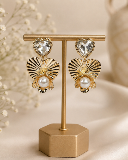 Heart Bloom Pearl Earring