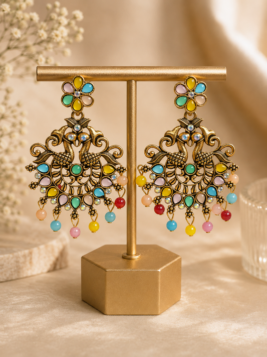 Peacock Pastel Chandbali Earring