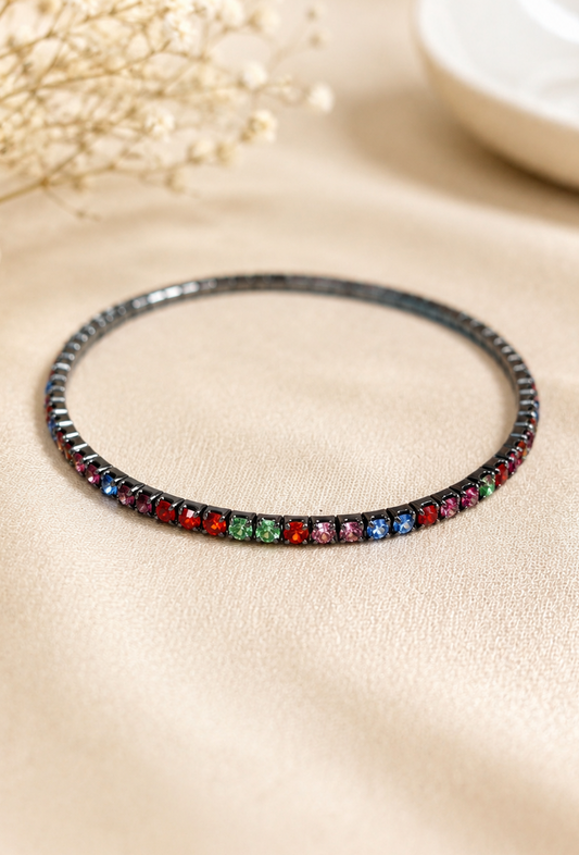 Rainbow Spark Elastic Anklet Pair